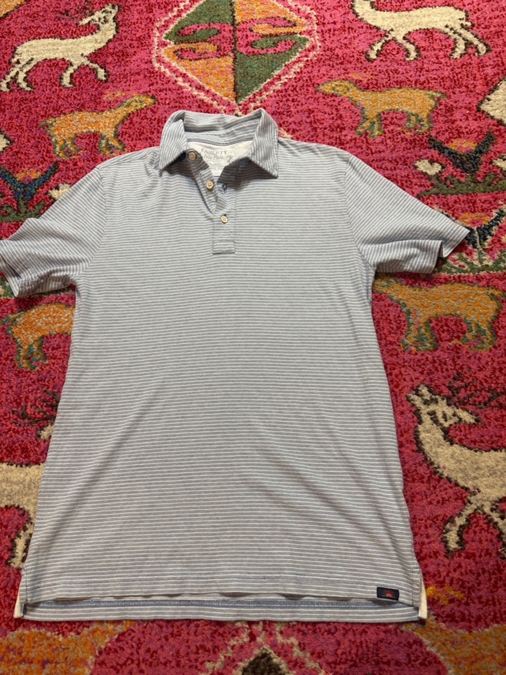 Faherty Isle Polo in blue white stripe size S